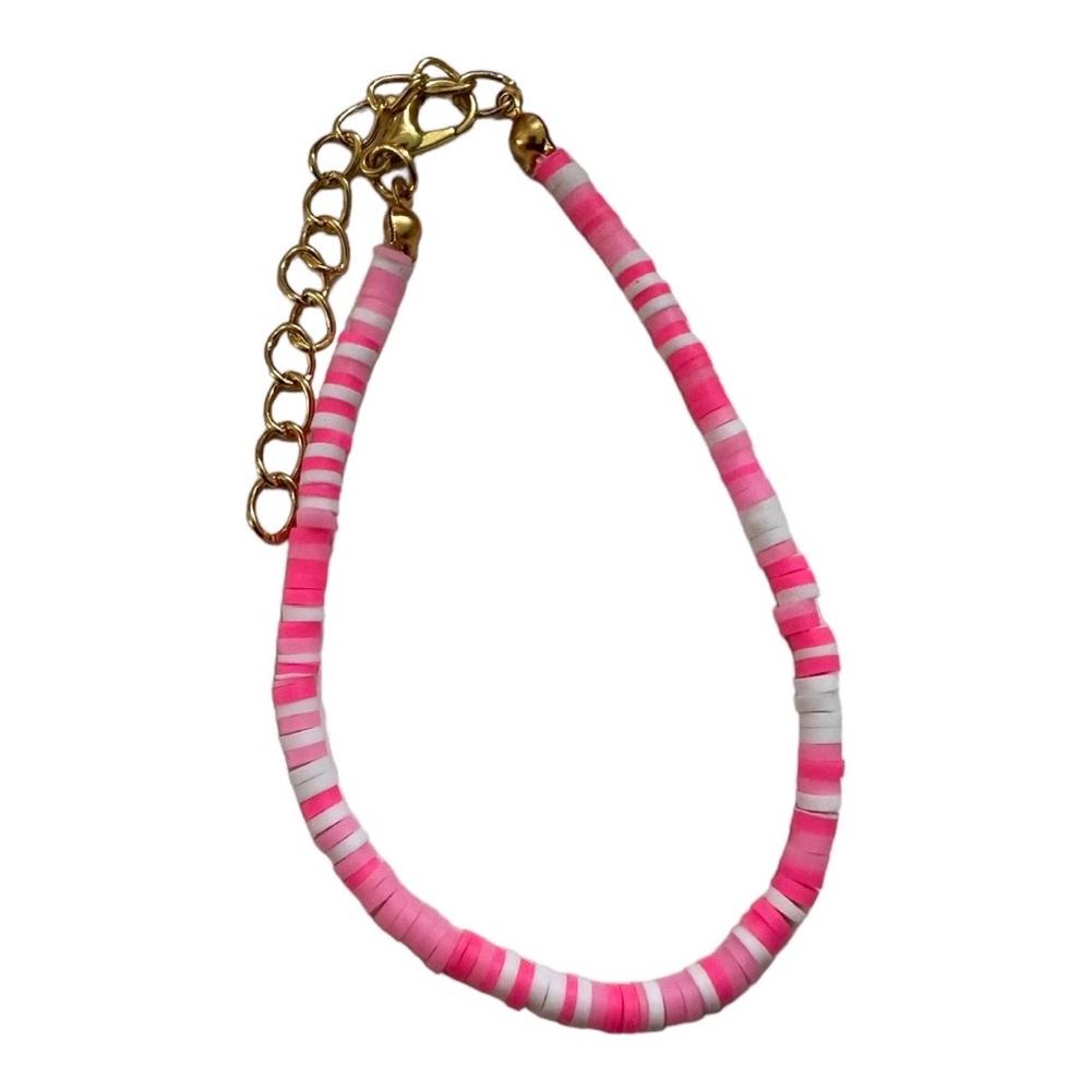 Anklets pink mix clay beaded bracelets